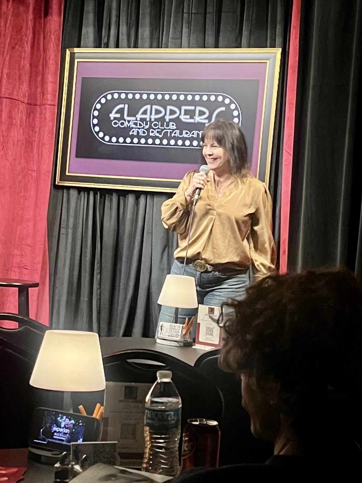 Suzanna Brown performing clean stand-up live at Flappers Comedy Club